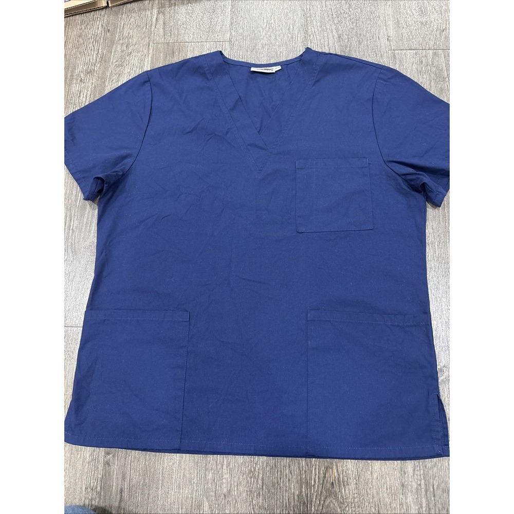 Sivvan Women Scrubs Medium Shirt Mock Wrap Top Navy Blue S8400